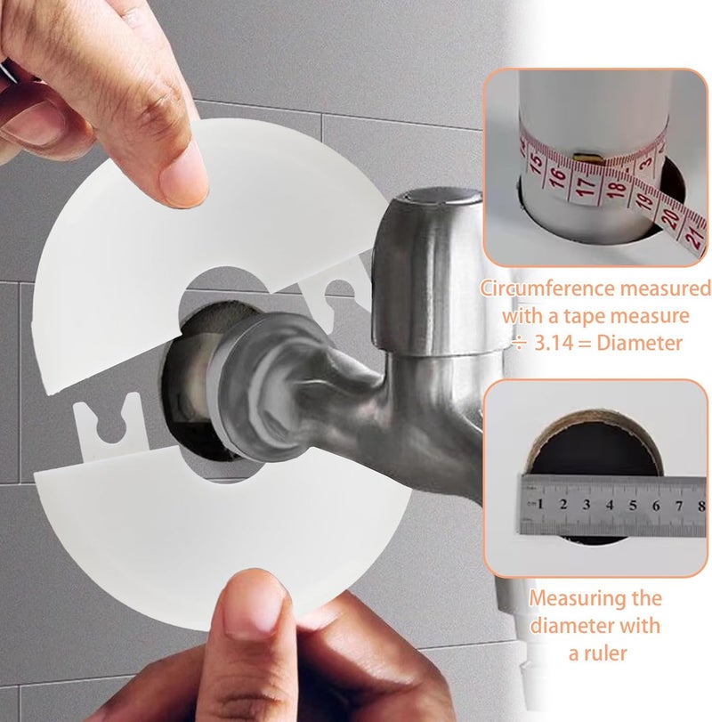 TNJPSEK 6 Pack Plumbing Wall Cover Plate, Self-Adhesive Wall Split Flange Round Escutcheon Plate Buckle, Escutcheon Plate for Faucet Toilet Ceiling Kitchen Water Supply Line (Fit for Dia Less 17mm) - Image 3